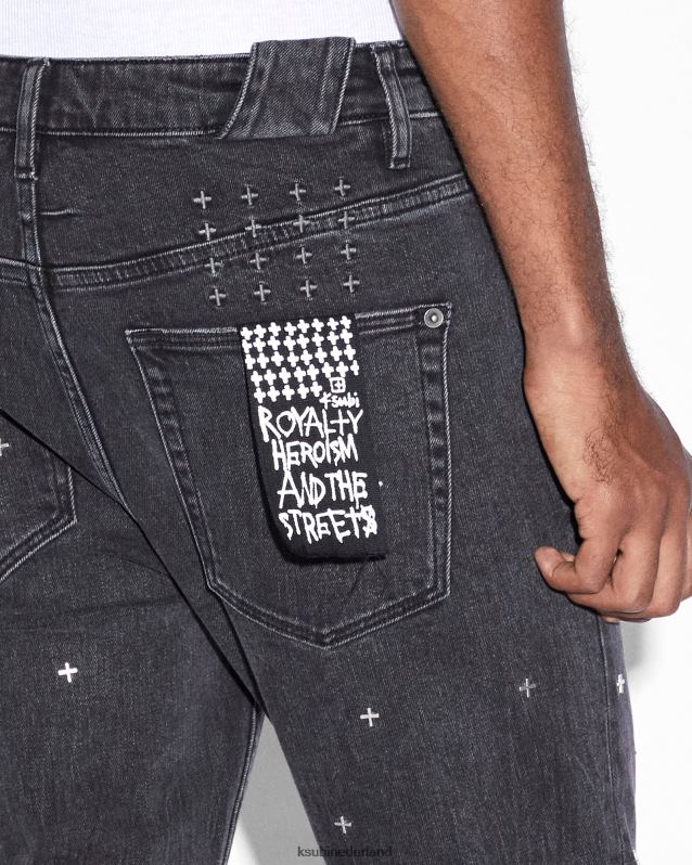 Ksubi mannelijk chique metalik XT0TV302 kleding zwart bedrukt
