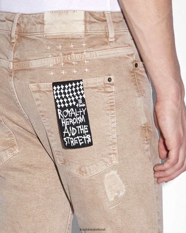Ksubi mannelijk van winkle aardetinten XT0TV343 kleding bruin wassen