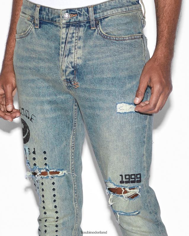 Ksubi mannelijk van winkle gooit bakafval XT0TV311 kleding blauwe wassing