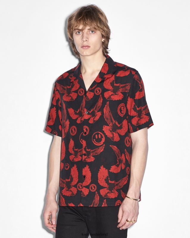 Ksubi mannelijk Flight Resort SS-shirt XT0TV465 kleding rood Zwart