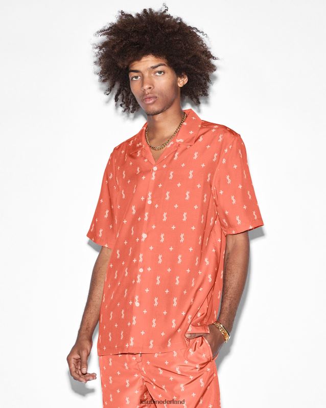 Ksubi mannelijk allstar resort ss shirtfakkel XT0TV320 kleding oranje