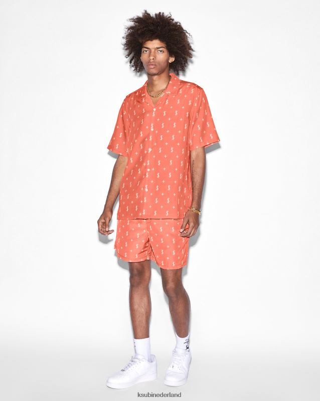 Ksubi mannelijk allstar resort ss shirtfakkel XT0TV320 kleding oranje