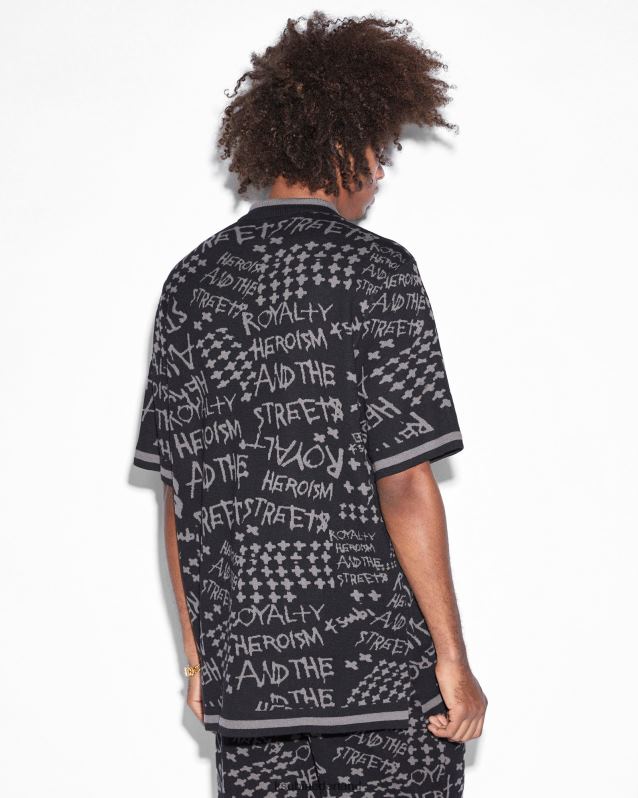 Ksubi mannelijk heldenmoed gebreid resort ss-shirt XT0TV345 kleding zwart