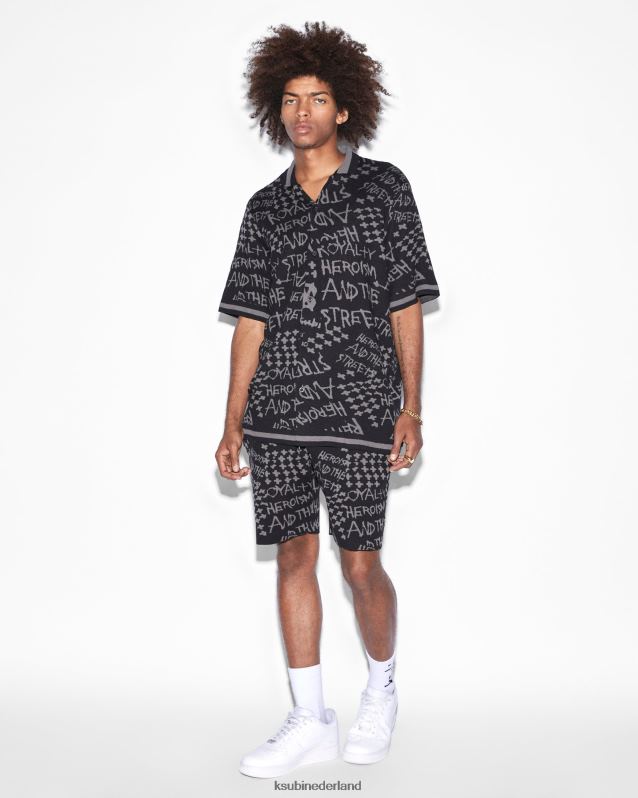 Ksubi mannelijk heldenmoed gebreid resort ss-shirt XT0TV345 kleding zwart
