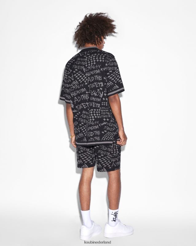 Ksubi mannelijk heldenmoed gebreid resort ss-shirt XT0TV345 kleding zwart