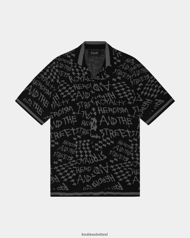 Ksubi mannelijk heldenmoed gebreid resort ss-shirt XT0TV345 kleding zwart