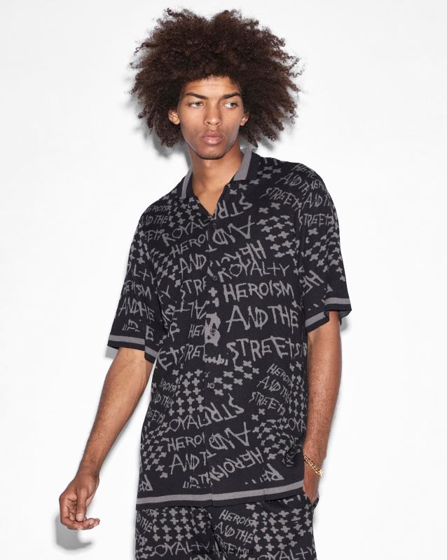 Ksubi mannelijk heldenmoed gebreid resort ss-shirt XT0TV345 kleding zwart