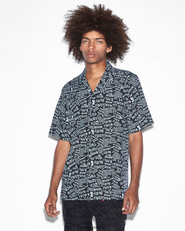Ksubi mannelijk heldenmoed ss shirt XT0TV353 kleding zwarte afdruk