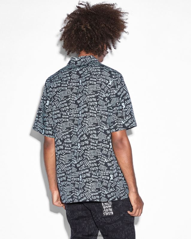 Ksubi mannelijk heldenmoed ss shirt XT0TV353 kleding zwarte afdruk