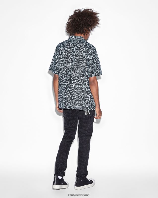 Ksubi mannelijk heldenmoed ss shirt XT0TV353 kleding zwarte afdruk