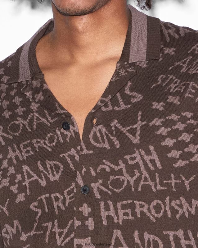 Ksubi mannelijk heroism gebreid resort ss-shirt java XT0TV350 kleding bruin