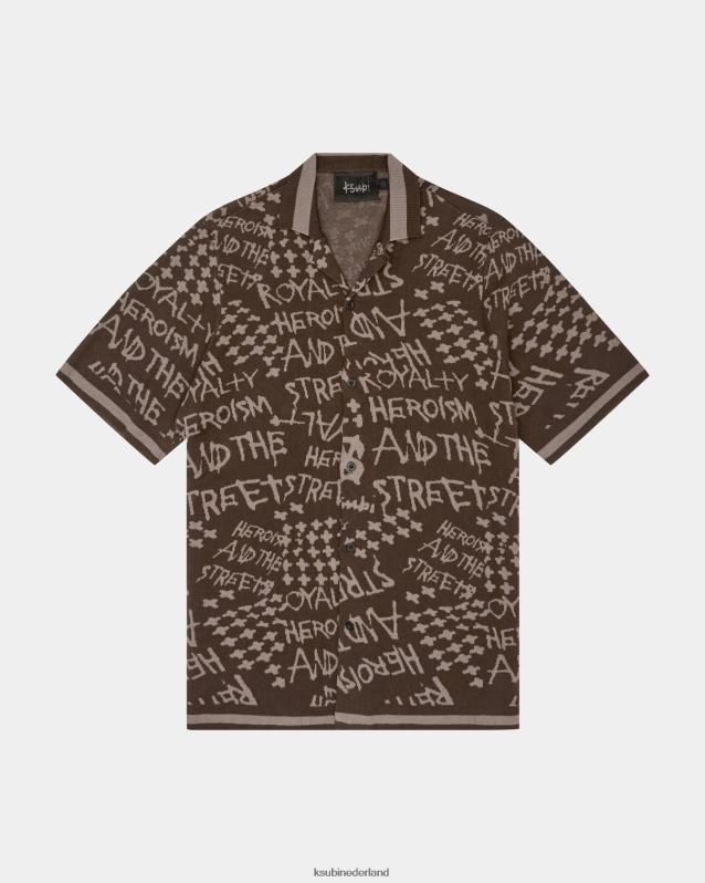 Ksubi mannelijk heroism gebreid resort ss-shirt java XT0TV350 kleding bruin