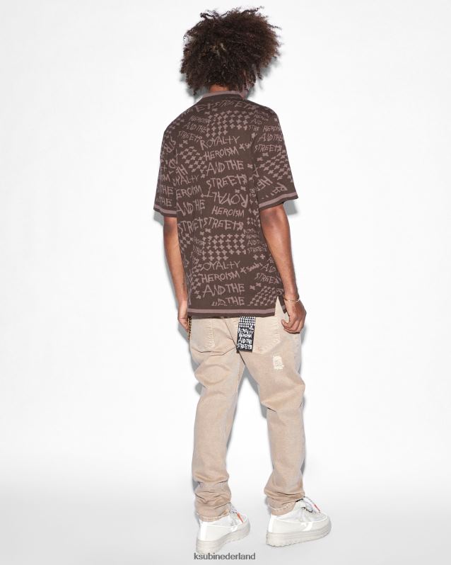 Ksubi mannelijk heroism gebreid resort ss-shirt java XT0TV350 kleding bruin