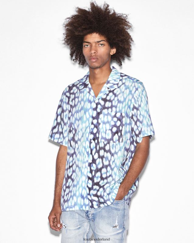 Ksubi mannelijk ultra leo resort ss-shirt XT0TV315 kleding blauwe afdruk