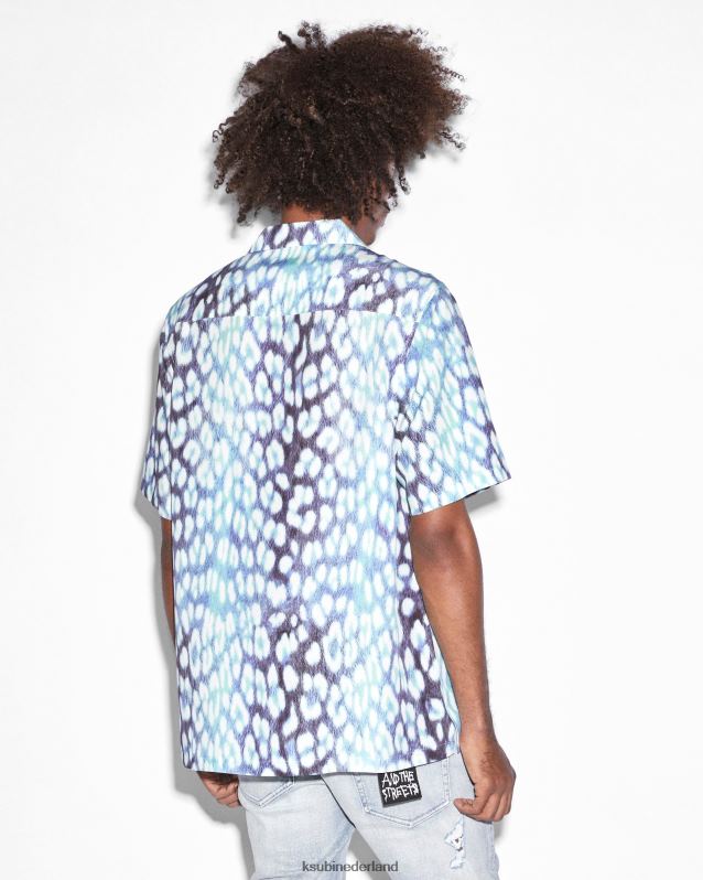 Ksubi mannelijk ultra leo resort ss-shirt XT0TV315 kleding blauwe afdruk