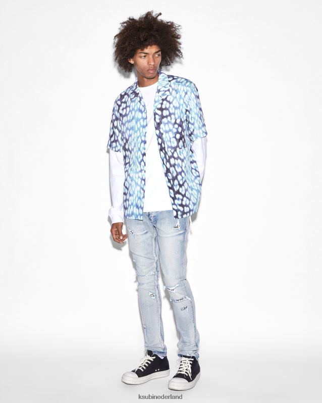 Ksubi mannelijk ultra leo resort ss-shirt XT0TV315 kleding blauwe afdruk