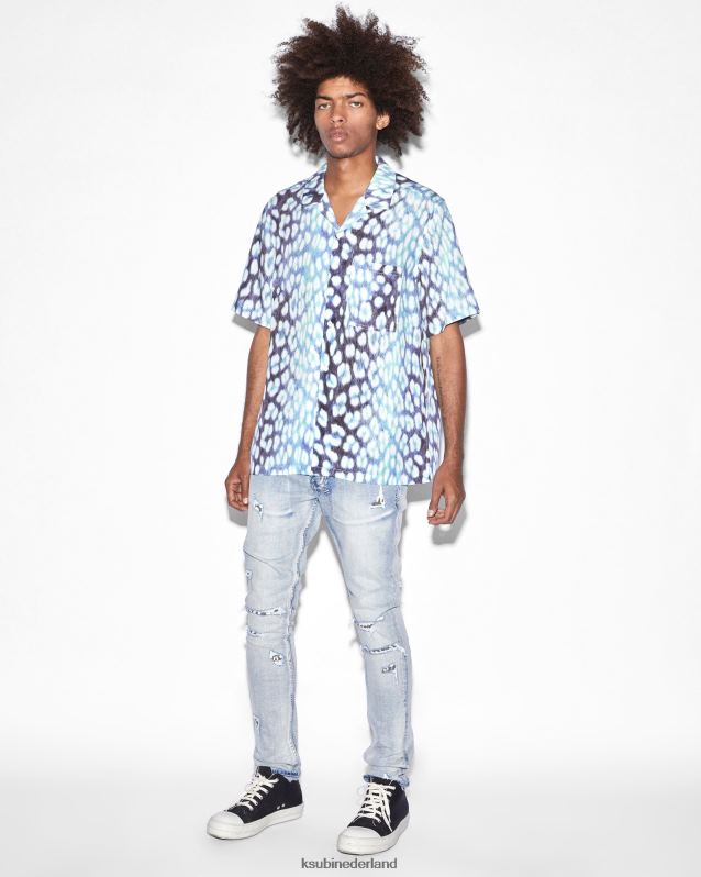 Ksubi mannelijk ultra leo resort ss-shirt XT0TV315 kleding blauwe afdruk