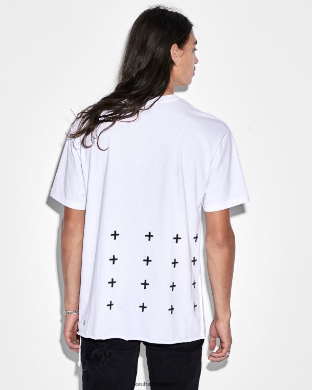 Ksubi mannelijk 4 x 4 Biggie RVS T-stuk-optiek XT0TV303 kleding wit