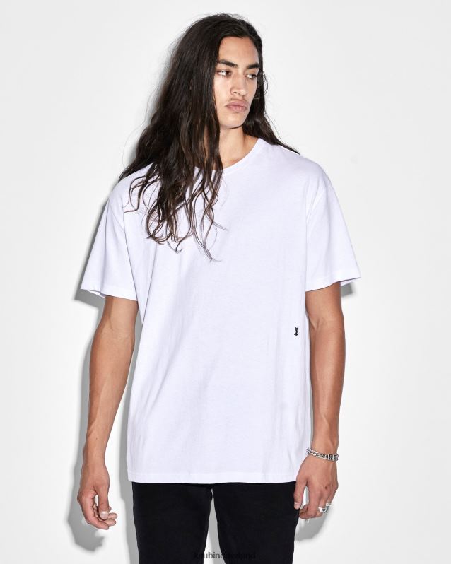 Ksubi mannelijk 4 x 4 Biggie RVS T-stuk-optiek XT0TV303 kleding wit