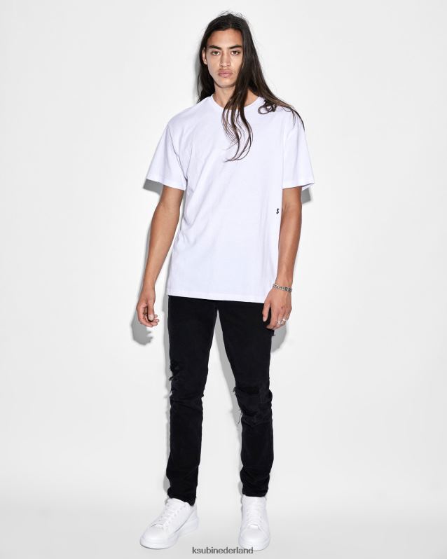 Ksubi mannelijk 4 x 4 Biggie RVS T-stuk-optiek XT0TV303 kleding wit