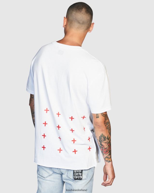 Ksubi mannelijk 4x4 Biggie RVS T-shirt XT0TV375 kleding wit rood