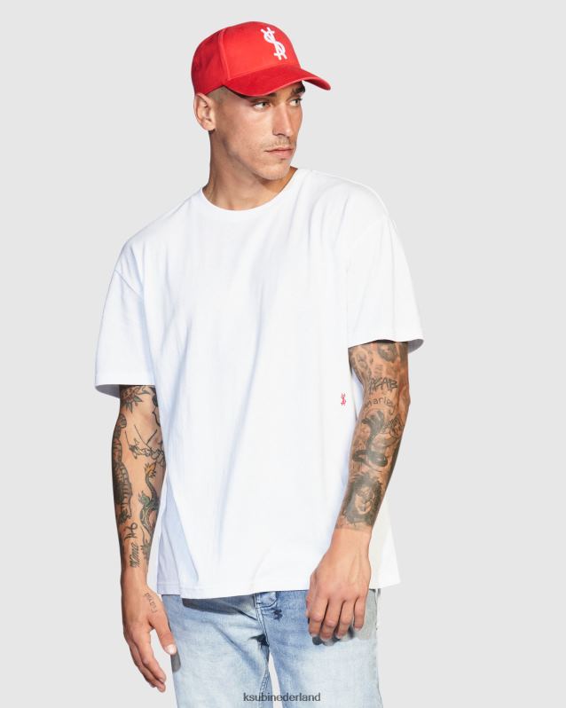 Ksubi mannelijk 4x4 Biggie RVS T-shirt XT0TV375 kleding wit rood
