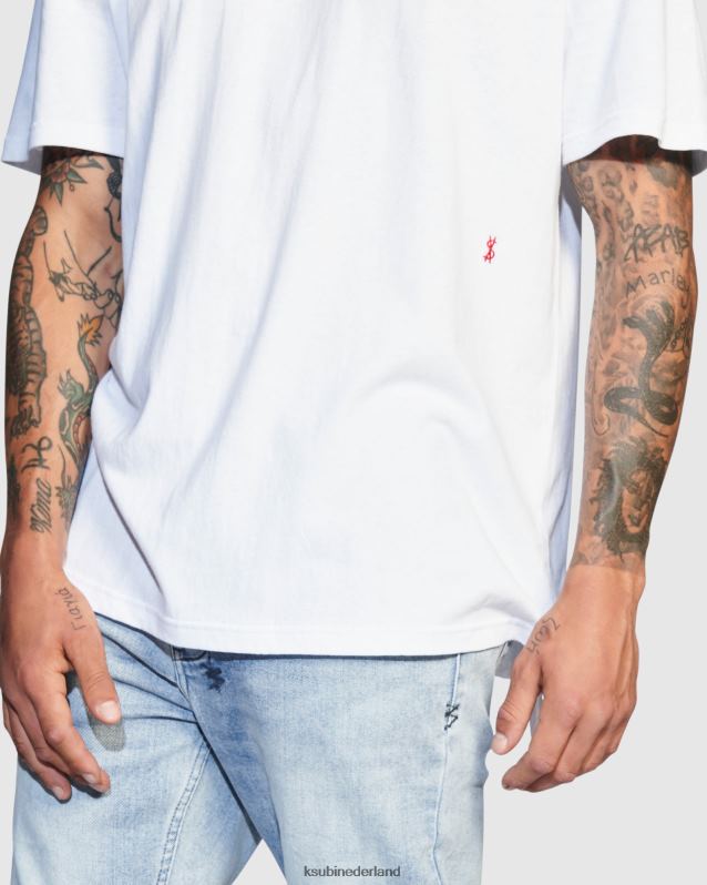 Ksubi mannelijk 4x4 Biggie RVS T-shirt XT0TV375 kleding wit rood