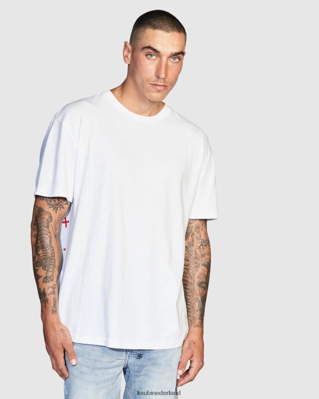 Ksubi mannelijk 4x4 Biggie RVS T-shirt XT0TV375 kleding wit rood