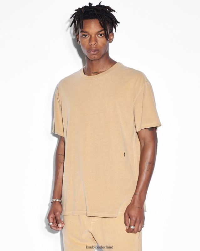 Ksubi mannelijk 4x4 Biggie RVS T-shirt XT0TV508 kleding donker barnsteen