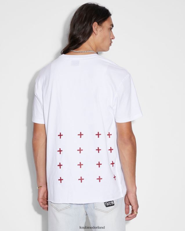 Ksubi mannelijk 4x4 Biggie RVS T-shirt XT0TV509 kleding wit rood
