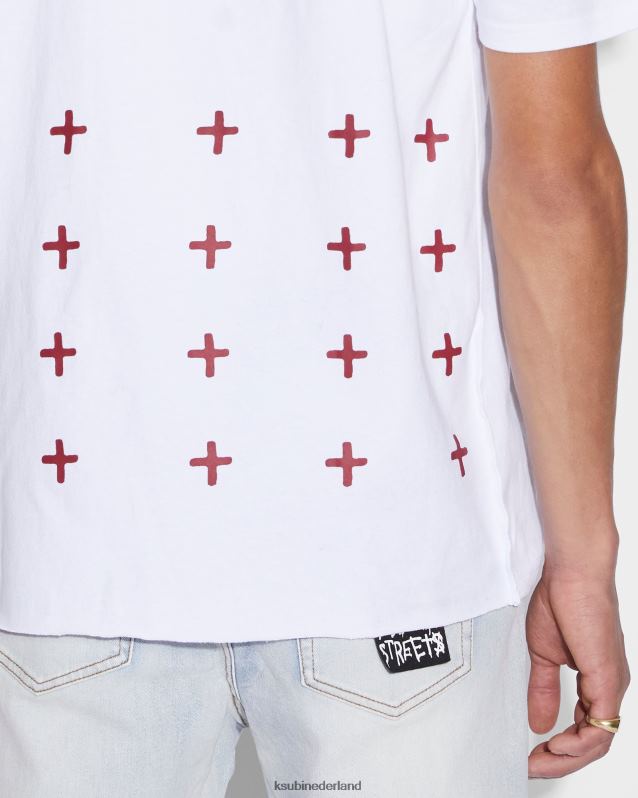 Ksubi mannelijk 4x4 Biggie RVS T-shirt XT0TV509 kleding wit rood