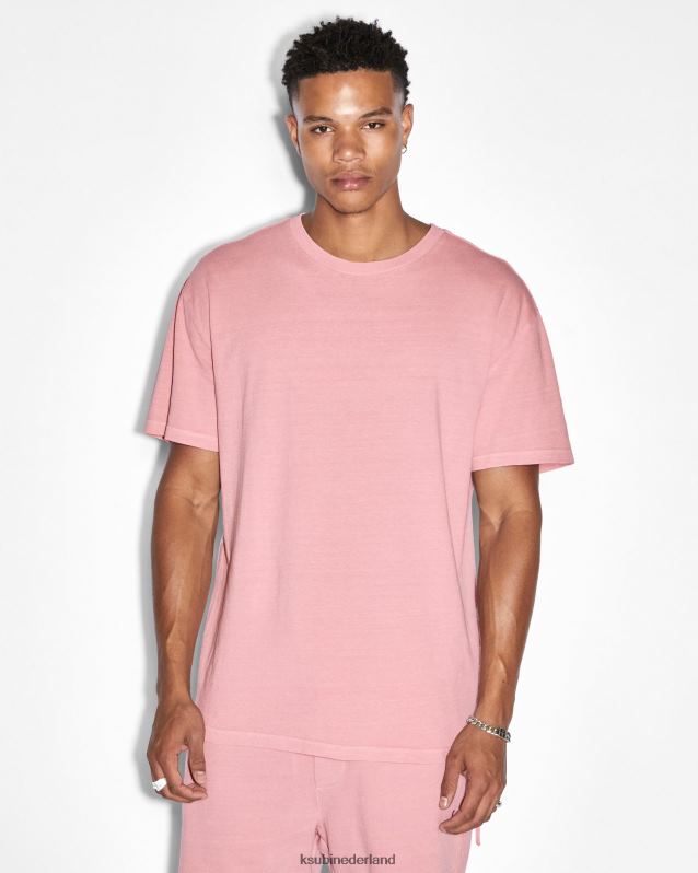 Ksubi mannelijk 4x4 Biggie RVS T-shirt kwarts XT0TV406 kleding roze