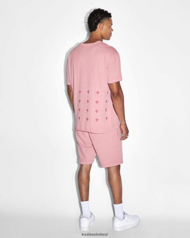 Ksubi mannelijk 4x4 Biggie RVS T-shirt kwarts XT0TV406 kleding roze