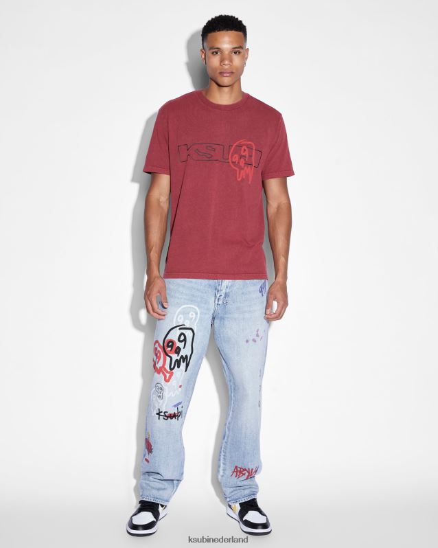Ksubi mannelijk 999 schedel kash ss tee bloed XT0TV192 kleding rood