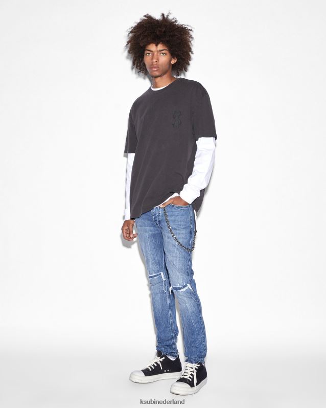 Ksubi mannelijk Dolla Biggie SS T-shirt XT0TV414 kleding vervaagd zwart
