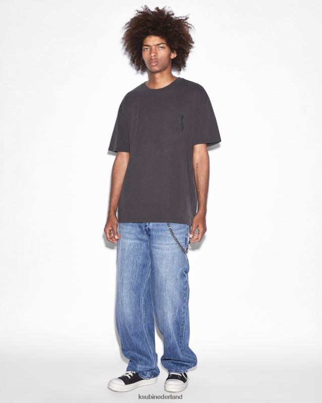 Ksubi mannelijk Dolla Biggie SS T-shirt XT0TV414 kleding vervaagd zwart