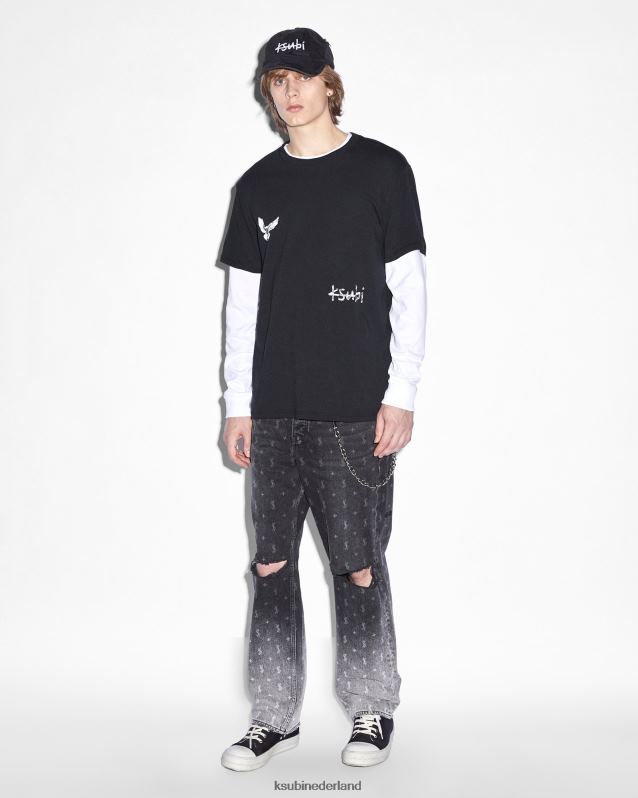 Ksubi mannelijk Flight Kash SS T-shirt XT0TV308 kleding pikzwart