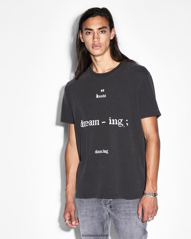 Ksubi mannelijk dreaming kash ss-t-shirt XT0TV504 kleding vervaagd zwart