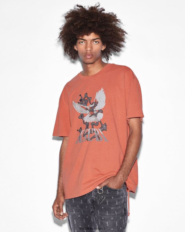 Ksubi mannelijk flight biggie ss tee-fakkel XT0TV326 kleding oranje