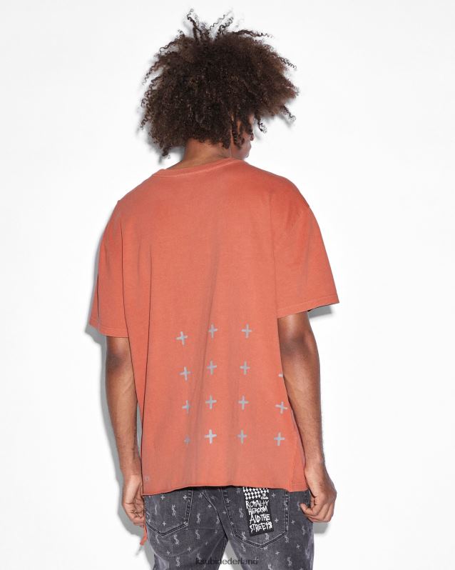Ksubi mannelijk flight biggie ss tee-fakkel XT0TV326 kleding oranje