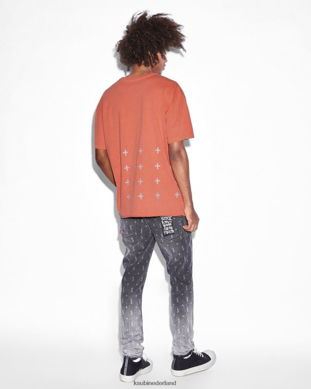 Ksubi mannelijk flight biggie ss tee-fakkel XT0TV326 kleding oranje