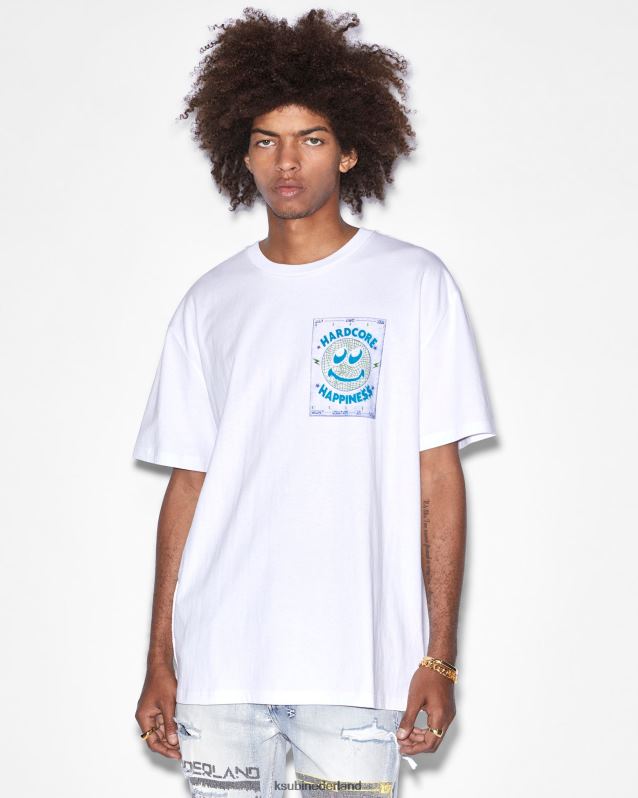 Ksubi mannelijk hardcore biggie ss-t-shirt XT0TV397 kleding echt wit