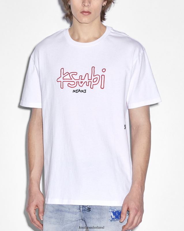 Ksubi mannelijk miami 4x4 biggie ss-t-shirt XT0TV396 kleding wit