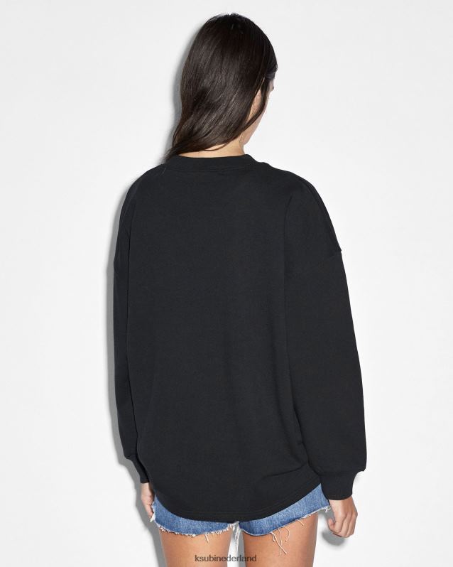 Ksubi vrouwelijk sott burst boxy-crew XT0TV97 kleding pikzwart