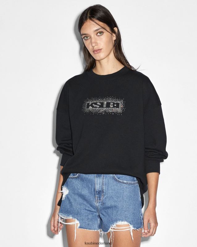Ksubi vrouwelijk sott burst boxy-crew XT0TV97 kleding pikzwart