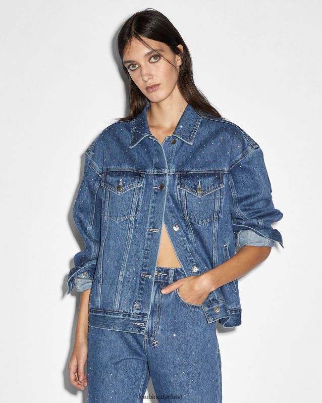 Ksubi vrouwelijk oversized jasje token kristal XT0TV68 kleding blauw