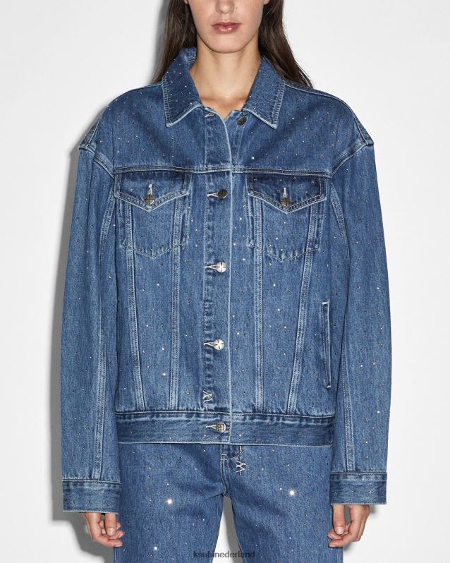 Ksubi vrouwelijk oversized jasje token kristal XT0TV68 kleding blauw