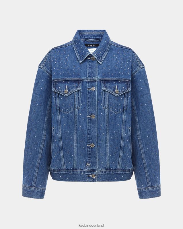 Ksubi vrouwelijk oversized jasje token kristal XT0TV68 kleding blauw