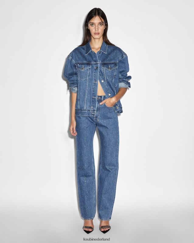 Ksubi vrouwelijk oversized jasje token kristal XT0TV68 kleding blauw