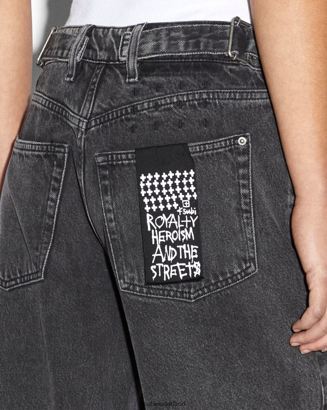 Ksubi vrouwelijk low rider daze-trip XT0TV34 kleding vervaagd zwart